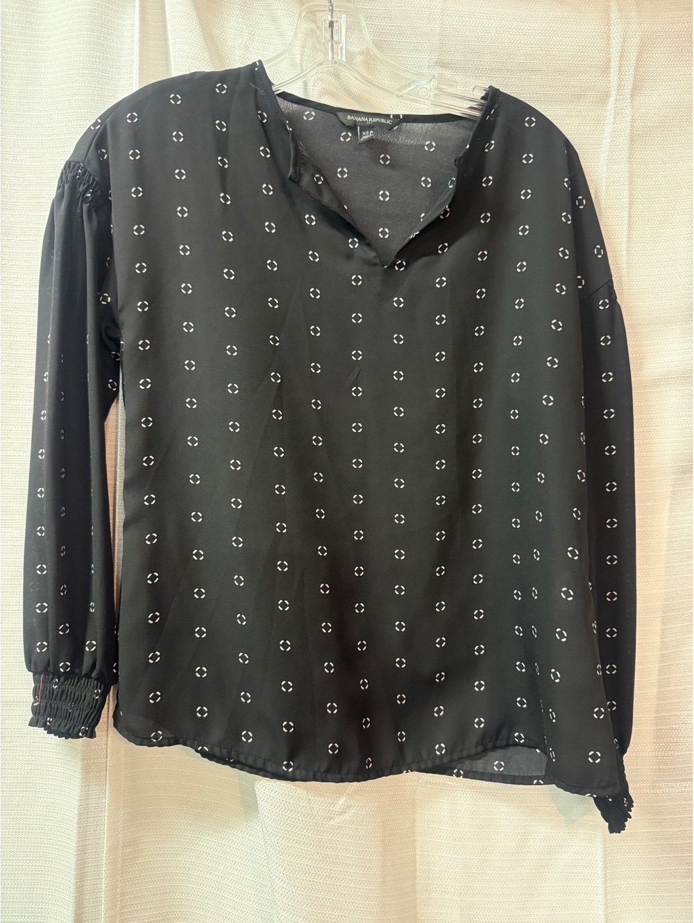 Banana Republic Women's Black Printed Blouse XS Petite